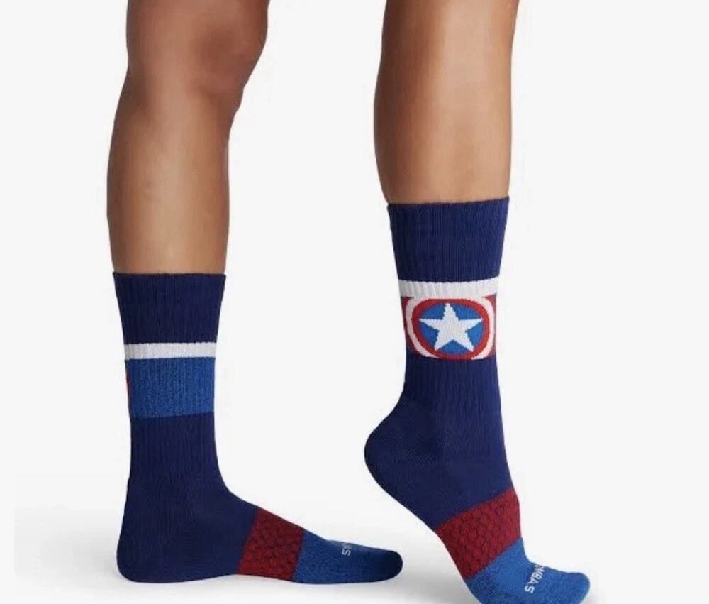 Marvel | Bombas Adult Calf Sock Captain america Large